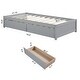 preview thumbnail 3 of 15, Twin Bed with 2 Drawers Solid Wood No Box Spring Needed Grey Platform Bed