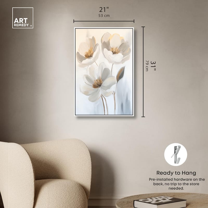 Silvered Flora I Canvas by Art Remedy