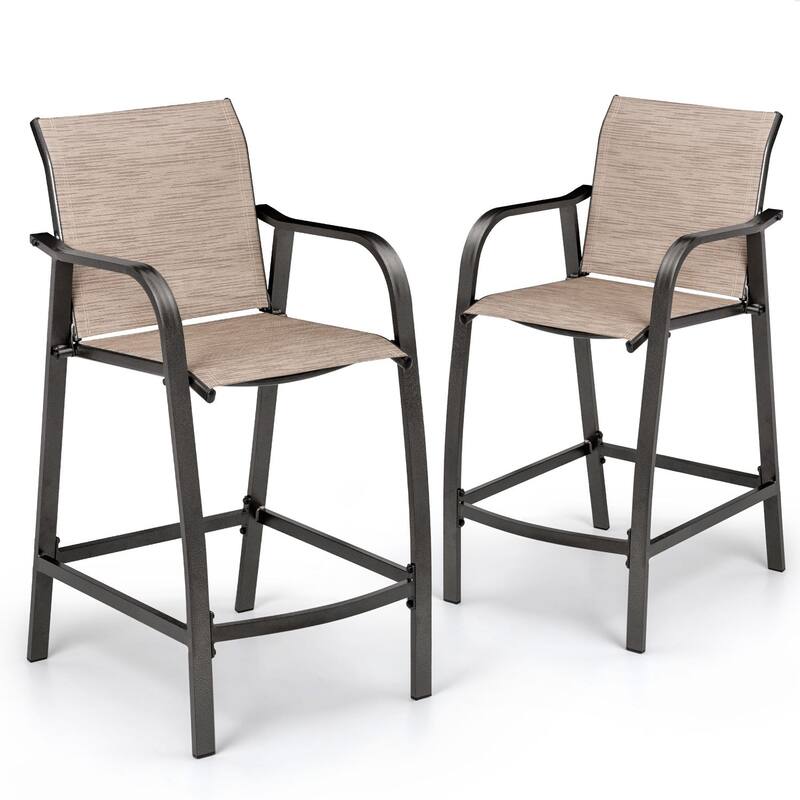 VredHom Outdoor Aluminum Bar Stool Set Patio Bar Chairs (Set of 2) - 21.7" W x 25.6" D x 43.7" H