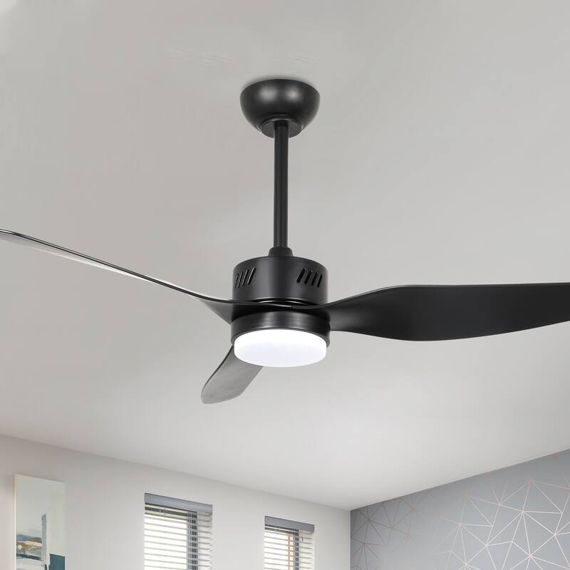 Bella Depot 46" Modern Ceiling Fan with Dimmable Light and Remote 6-Speed Reversible Motor - Black