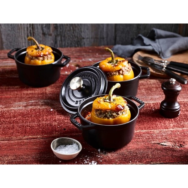 Staub 12cm / 5 inch Cast Iron Round Cocotte, Black - Bed Bath