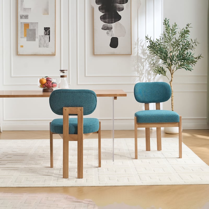 [Set of 2] Modern Farmhouse Dining Chairs – Upholstered Fabric Seats with Wooden Frame‌.