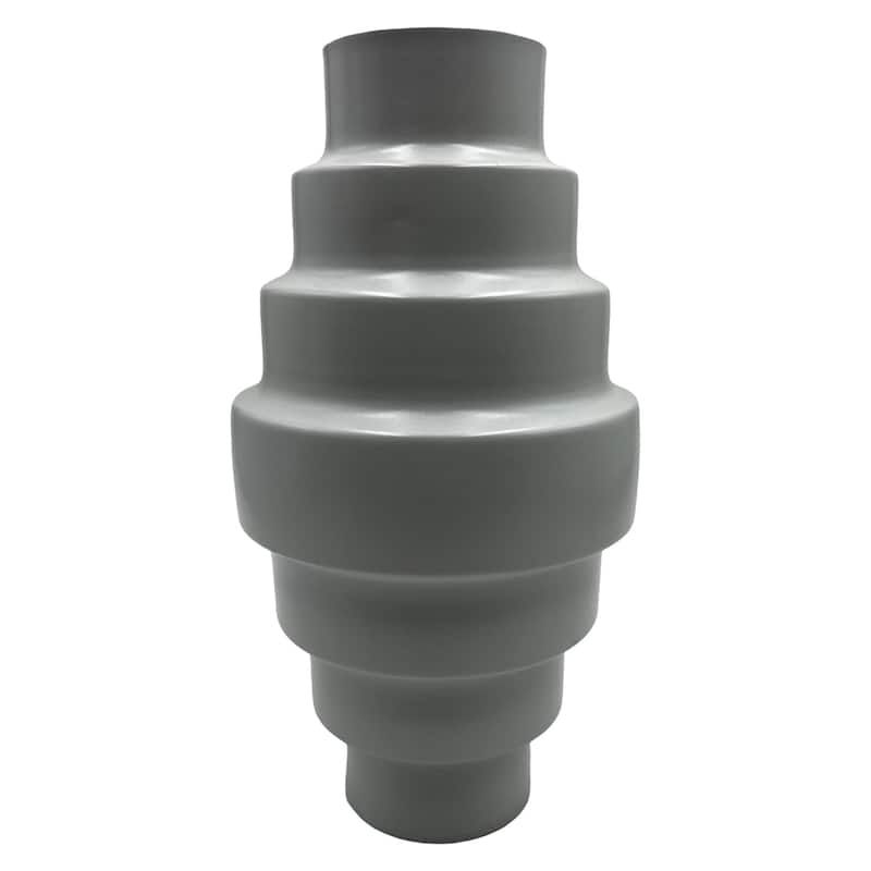12 Inch Tall Decorative Handmade Aluminum Modern Flower Vase - Grey