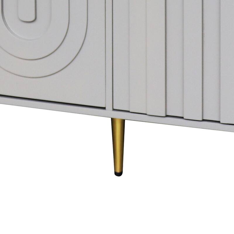 Modern Freestanding Wooden Storage Sideboard with a Center Suppprt Leg