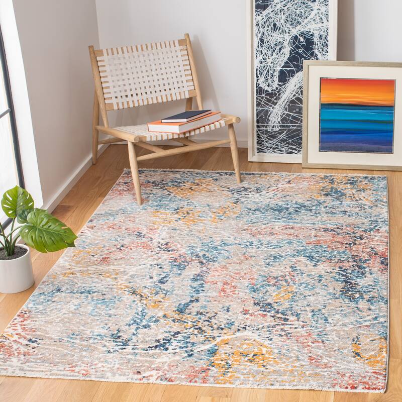 SAFAVIEH Madison Bobbye Modern Abstract Rug - 8' x 10' - Grey/Orange