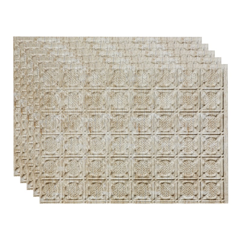 FASÄDE Traditional Style 6 Decorative Vinyl Backsplash Panel - 5 Pack - Vintage Metal
