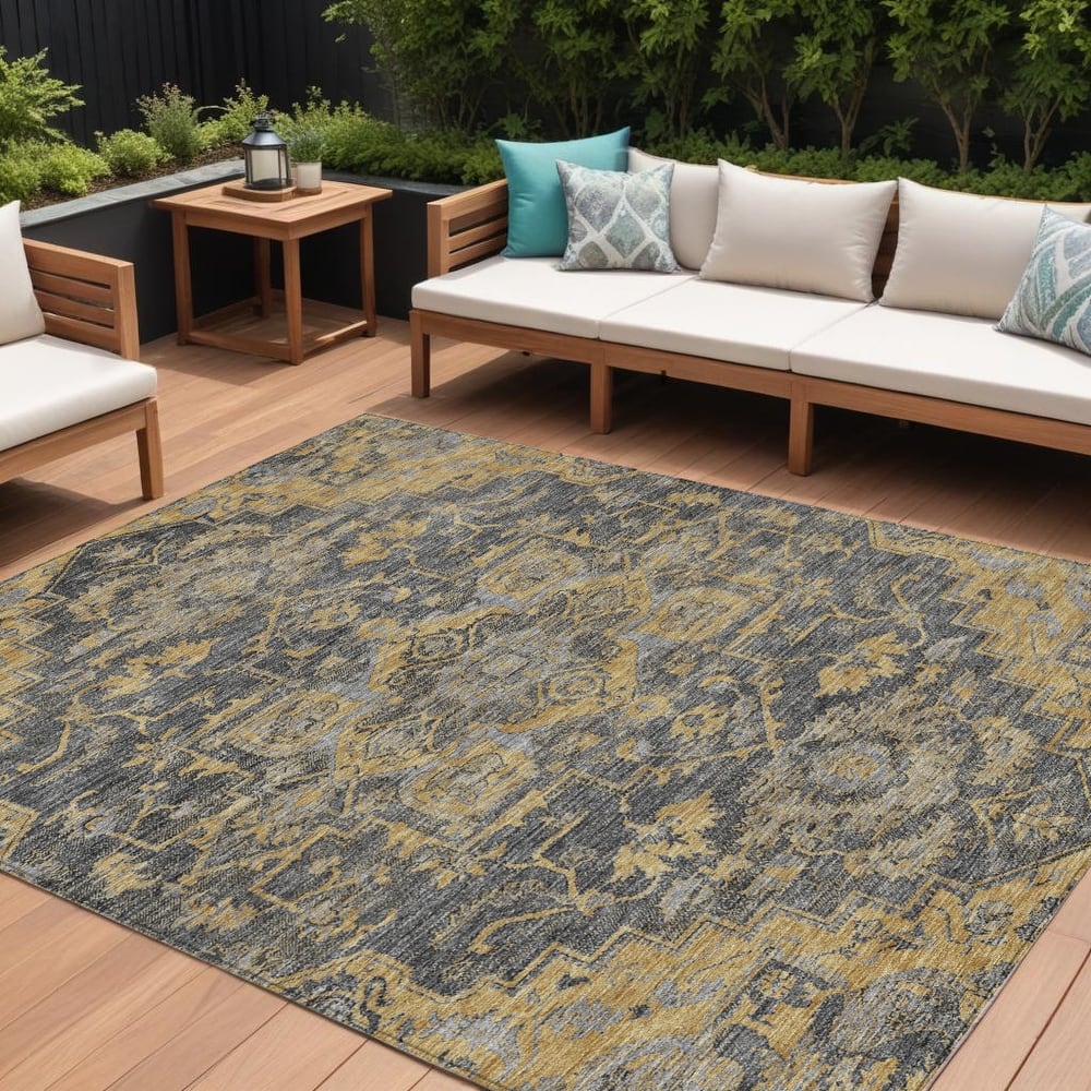 HomeRoots Oriental Traditional Rectangle Outdoor Rug