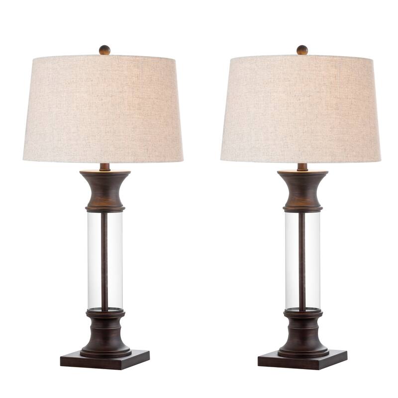 Stevens 32" Metal/Glass LED Table Lamp, Bronze (Set of 2) by JONATHAN Y