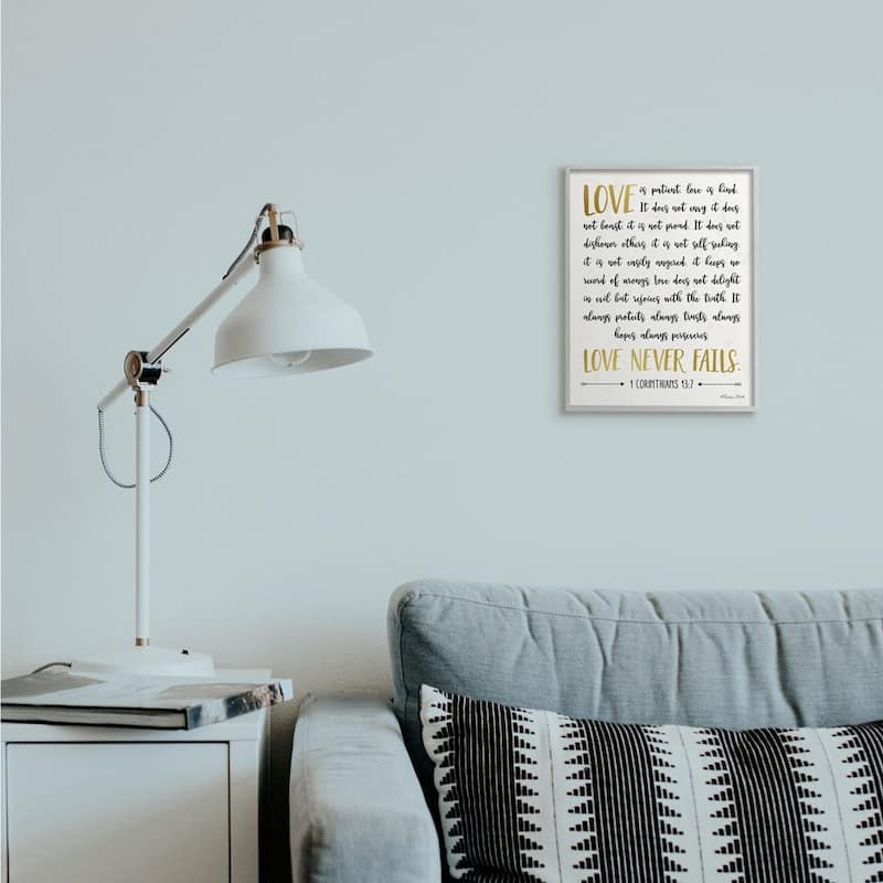 Stupell Love Is Patient Psalm Faith Based Word Design Framed Giclee Texturized Art by Susan Ball