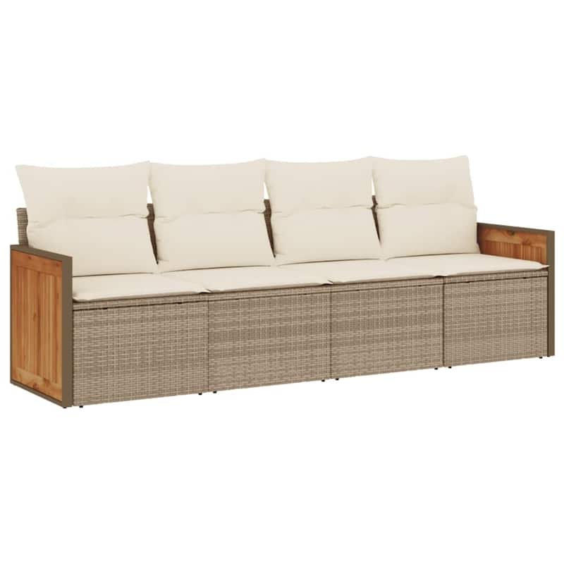 vidaXL Patio Sofa Set with Cushions Outdoor Conversation Furniture Poly Rattan