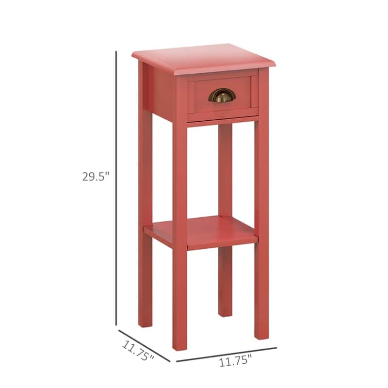 Lightweight and Stylish Bedroom Side Table with Storage Drawer and Bottom Shelf Ideal for Small Spaces