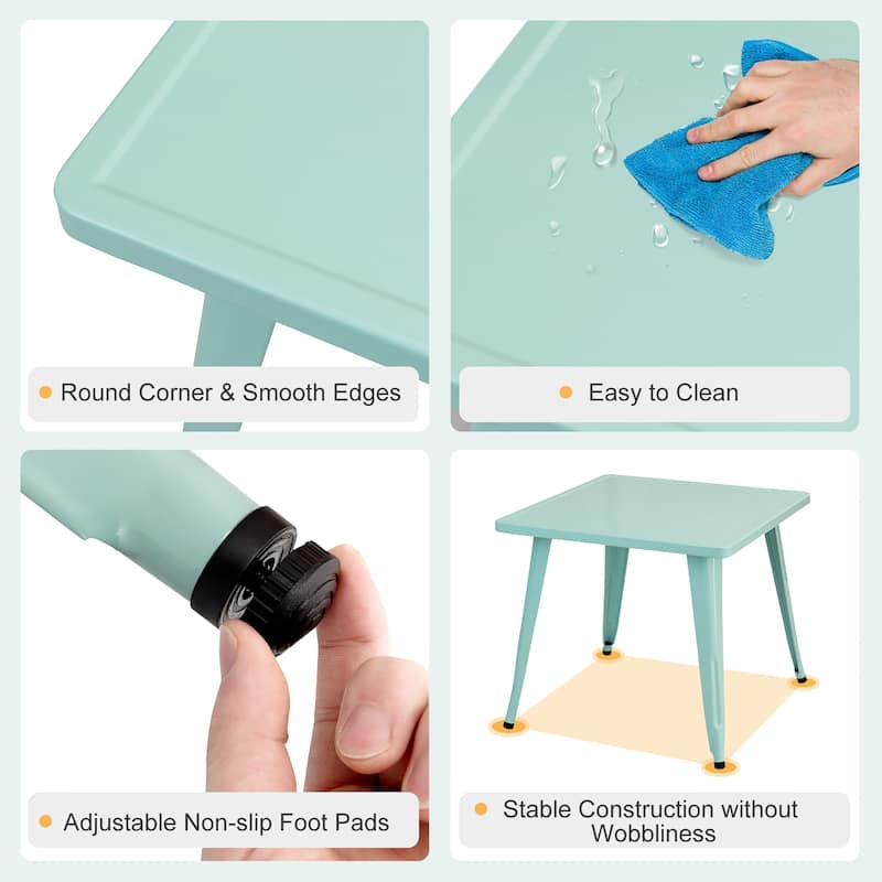 Costway Kids Steel 27'' Square Table Children Play Learn Activity