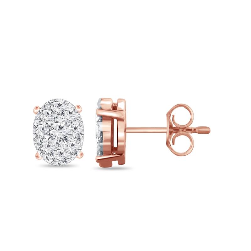 Auriya 14k Gold 1/2ctw Oval Pave Diamond Stud Earrings (H-I, I1-I2) - Rose