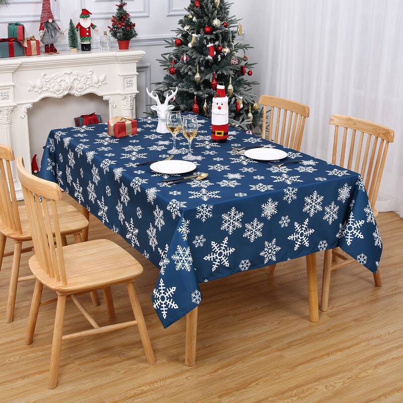 Christmas Rectangular Tablecloth Xmas Table Covers for Kitchen Dining Room Table Decor, Blue