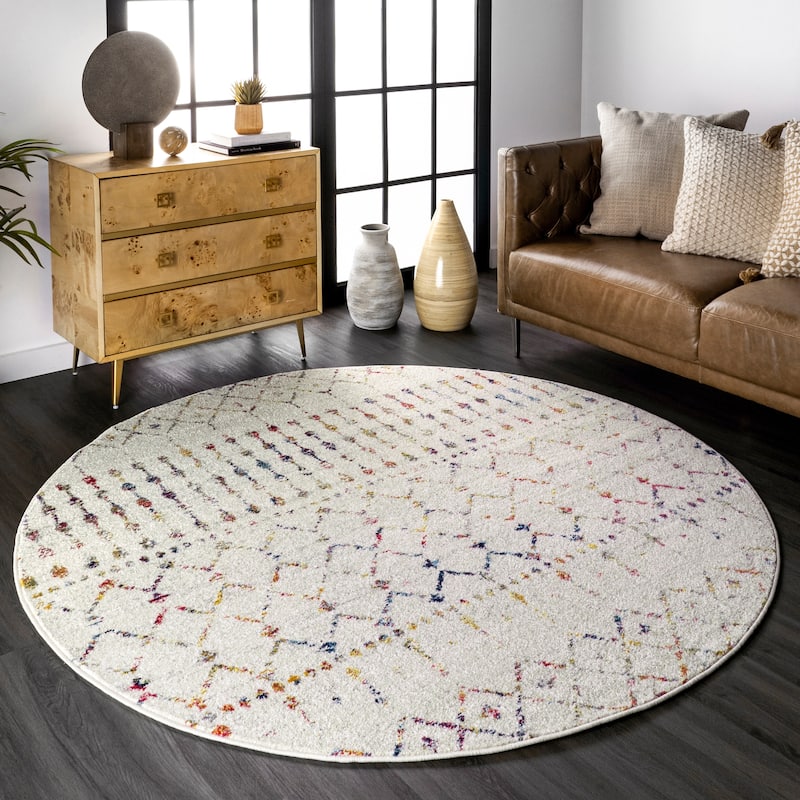 Nuloom Emmy Moroccan Trellis Area Rug - 8' Round - Light Multi