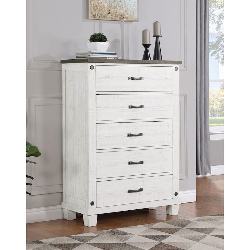 Lilith 5-drawer Bedroom Chest Distressed White