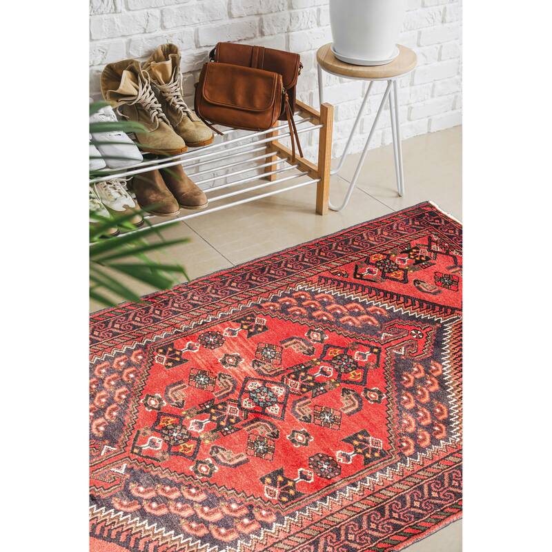 ECARPETGALLERY Hand-knotted Andelz Red Wool Rug - 3'11 x 6'9