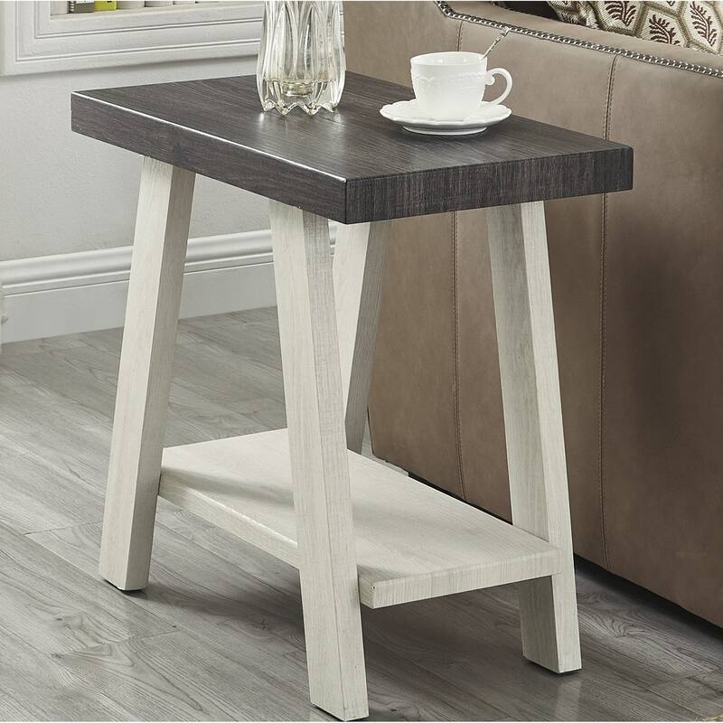 Contemporary Two-Tone Wood Shelf Side Table