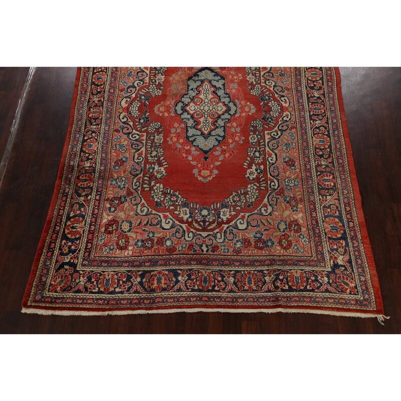 Antique Floral Traditional Mahal Persian Area Rug Handmade Wool Carpet - 7'10" x 11'1"