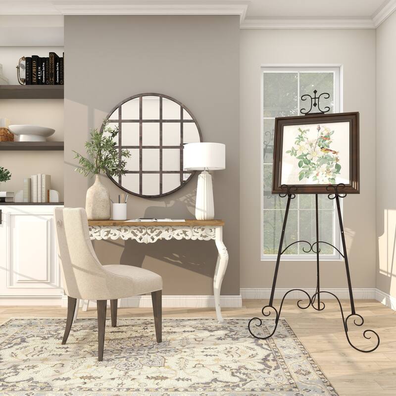 Black Metal Adjustable 3 Tier Scroll Display Easel with Chain Support