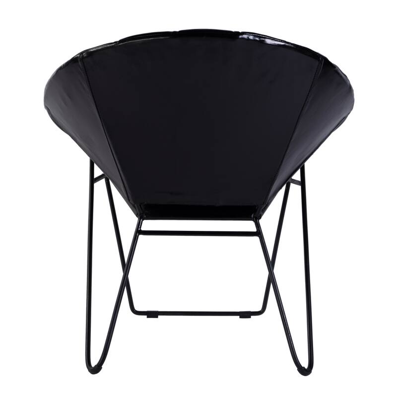 Harlan 18 in. Seat Height Round Leather and Iron Accent Chair