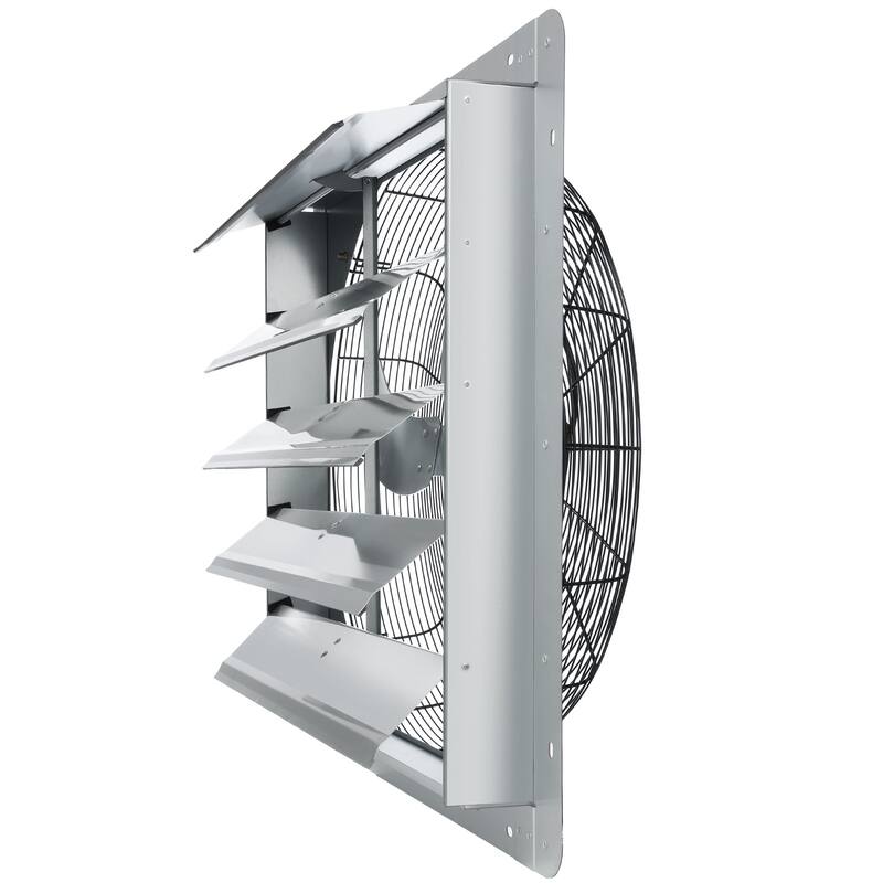 24" Shutter Exhaust Fan, High-speed 3320 CFM, Aluminum Wall Mount Attic Fan with AC-motor, Ventilation and Cooling
