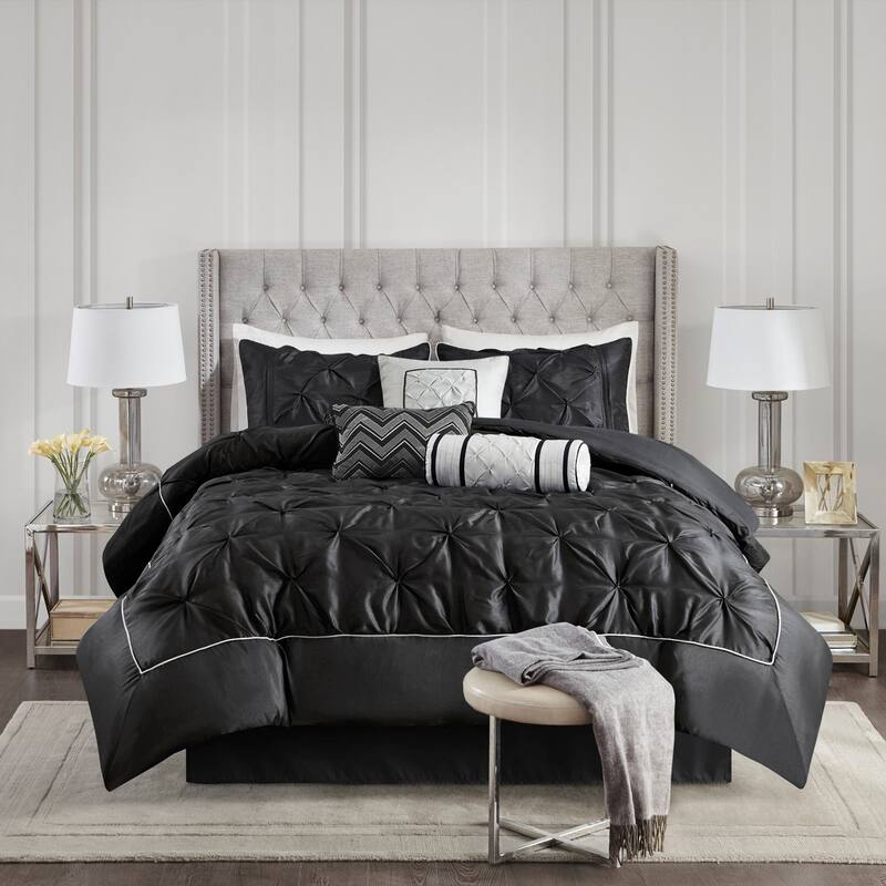 7 Piece Tufted Comforter Set Taupe King