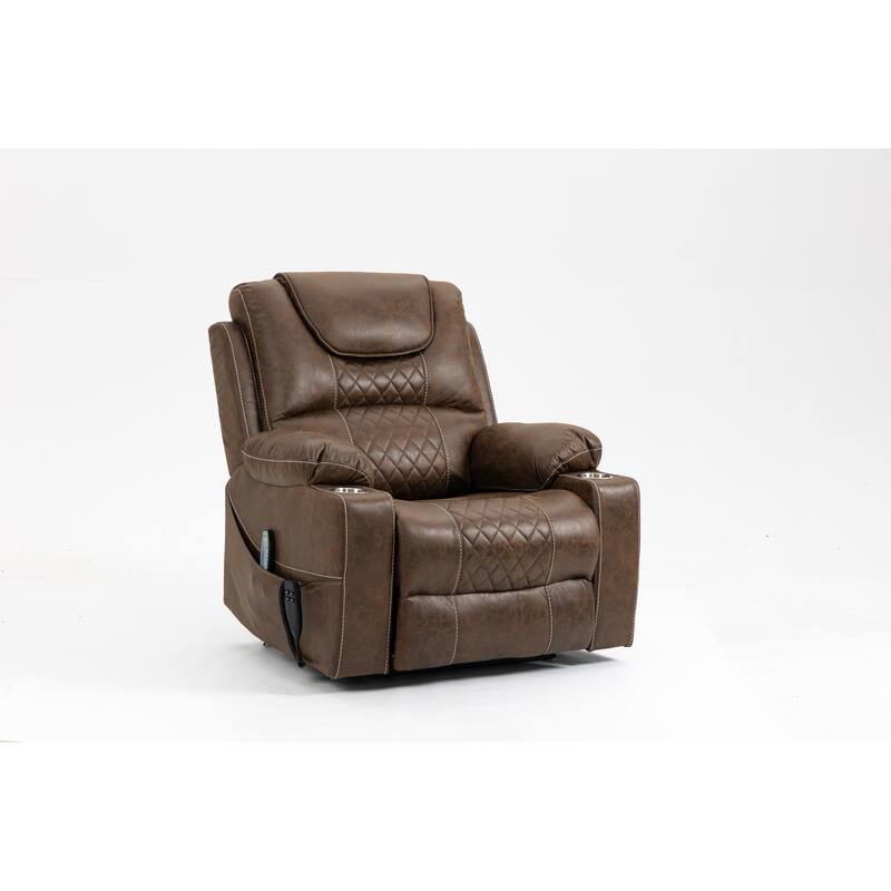 Lounge Chair Lift Chair Relax Sofa Chair Sitting Room Power Supply Elderly Electric Lounge Chair (180 Degree Lying Flat) - Brown