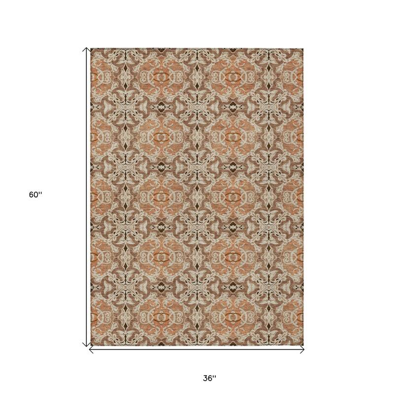 HomeRoots Medallion Transitional Rectangle Outdoor Rug