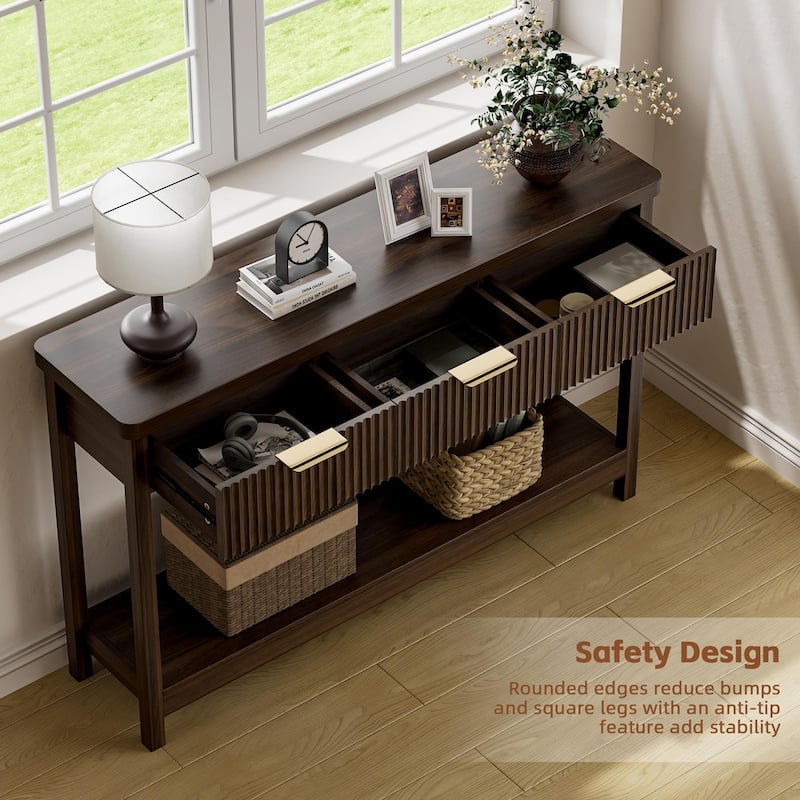 51"Wood Console Sofa Table with 3 Drawers for Living Room