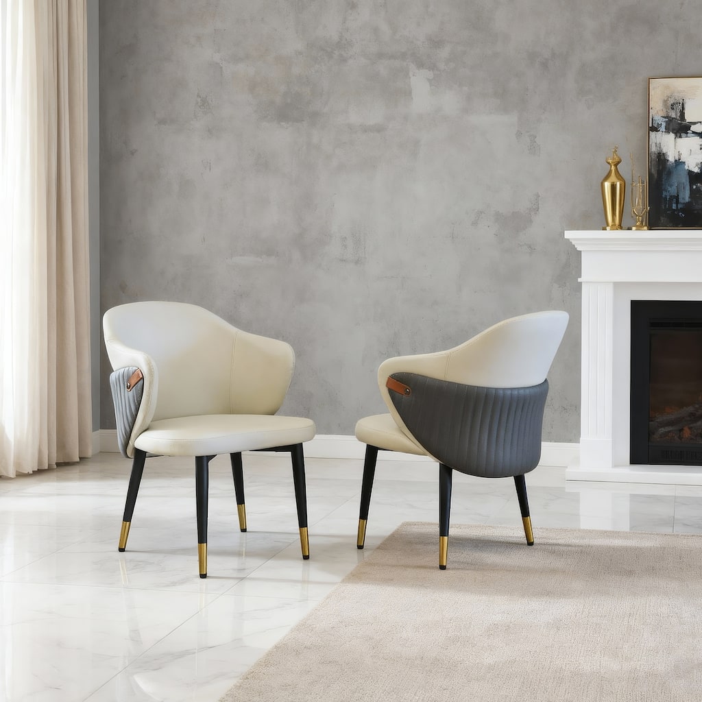 Modern PU Leather Dining Chairs, Ergonomic with Carbon Steel Legs for Restaurant, Home Office, Living Room(Set of 2)