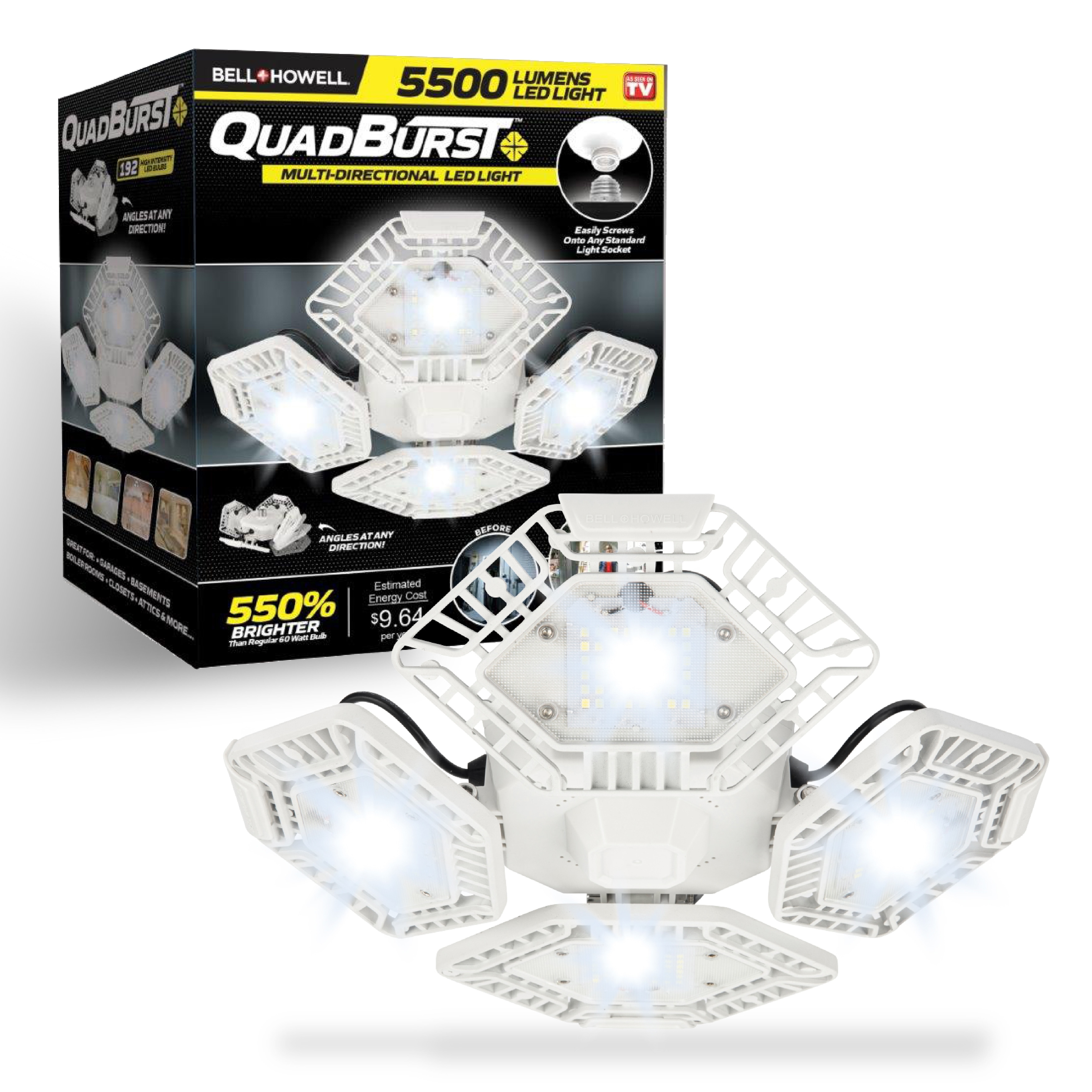 Bell + Howell Quadburst 5500 Lumens Multi-Directional  LED White Ceiling Light