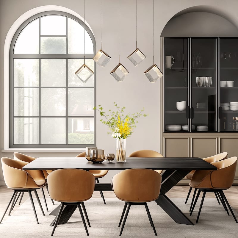 Modern 5-Light LED Gold Chandelier Linear Island Lights for Dining Room - W 40.1" * H 11.8" * D 7.7"