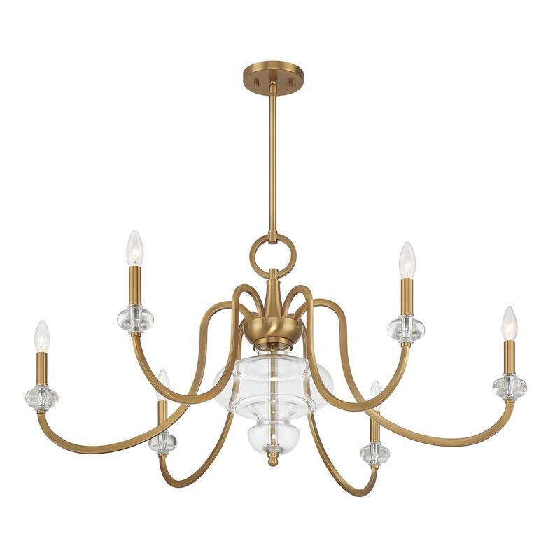 Warm Brass Six Light Chandelier from the Bergdorf Collection