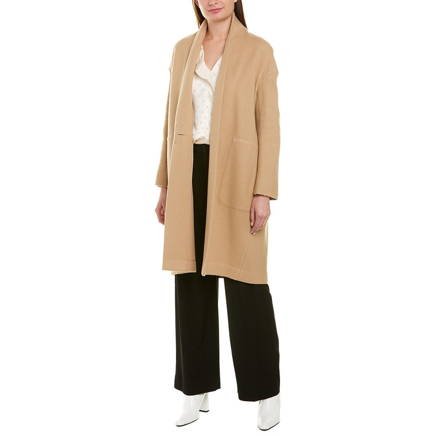Vince wool collarless coat clearance