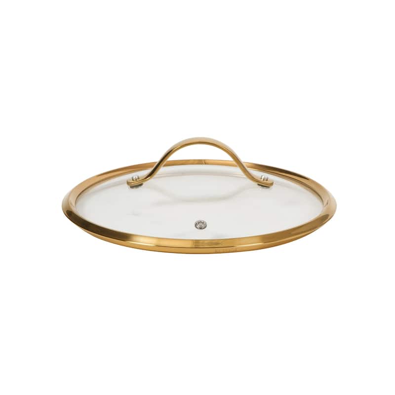 Bloomhouse Pots and Pans Heavy Duty Aluminum Premium PFA Free Ceramic Nonstick - Cappucino Cream with Gold Handle