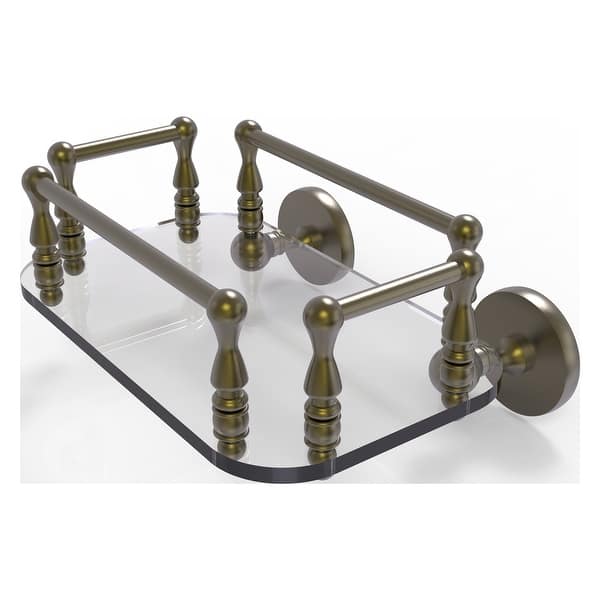 slide 2 of 18, Allied Brass Prestige Skyline Collection Wall Mounted Glass Guest Towel Tray Antique Brass