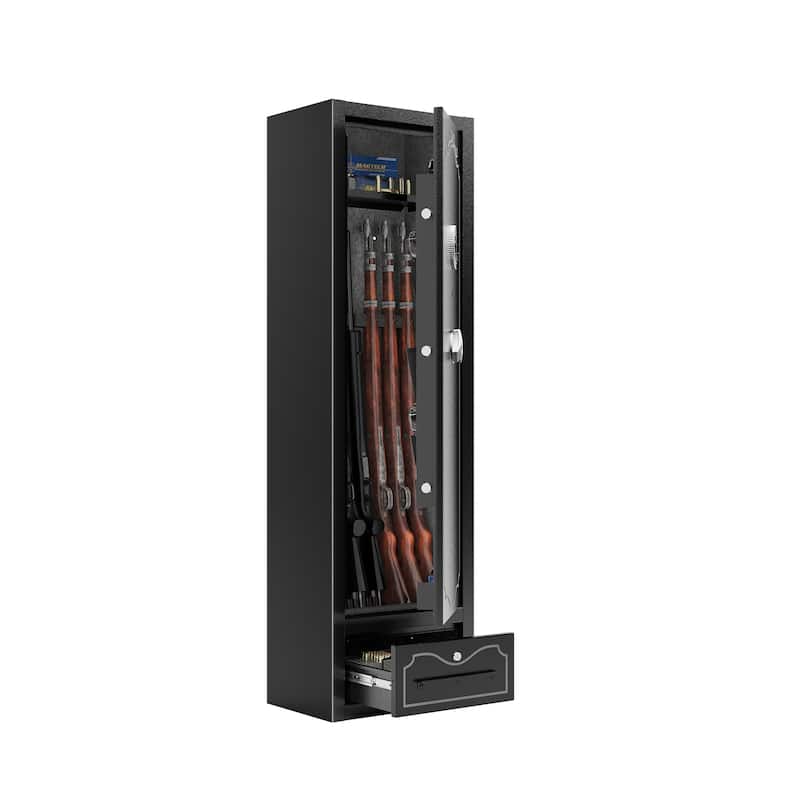 Roomfitters 8-Gun Capacity Rifle Safe with Digital Lock and Removable Shelf, Cold Rolled Steel, Black