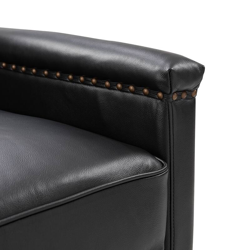 Rita Classic Genuine Leather Swivel Armchair With Nailhead Trims Set Of 2 By HULALA HOME