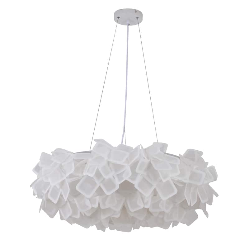 1-Light White Acrylic LED Chandelier