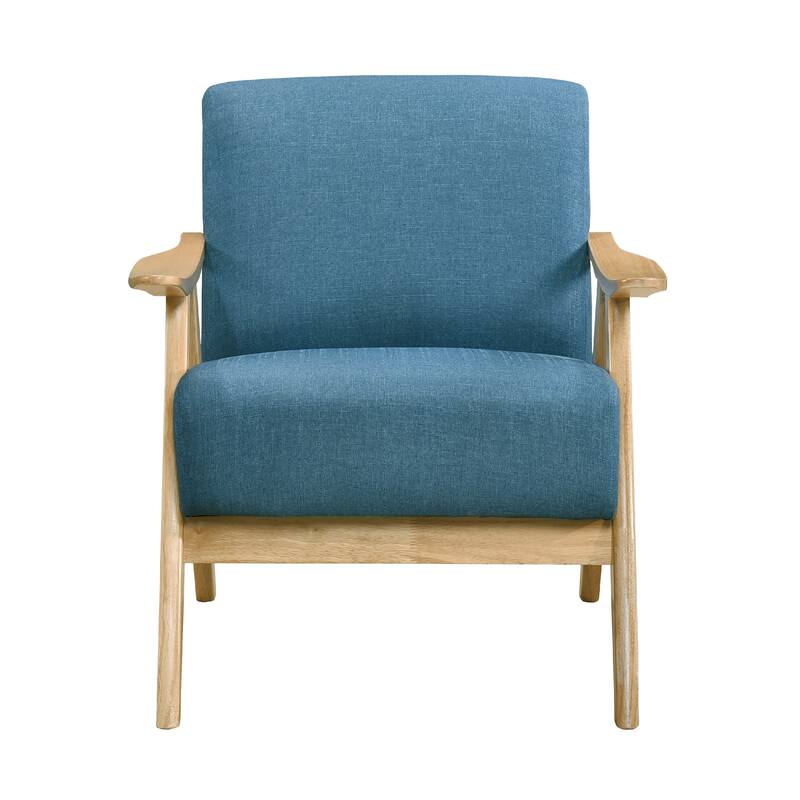 Indy Accent Club Armchair, Blue Textured, Solid Rubberwood Frame