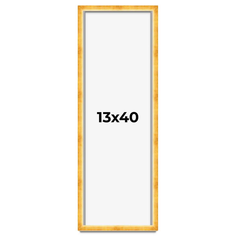 13x40 Shadow Box Frame Gold | 1.625 Inches Deep Real Wood Traditional