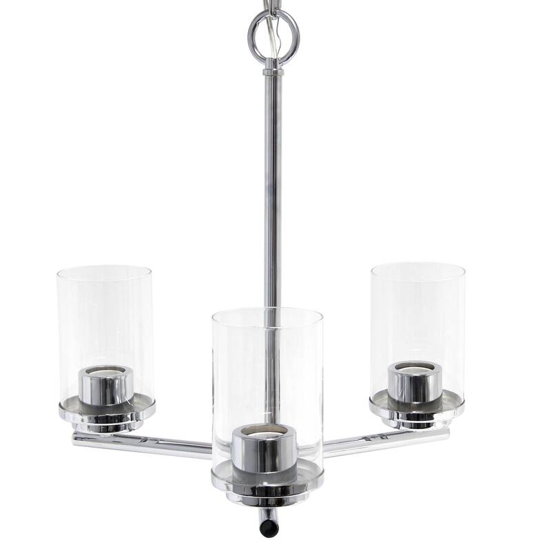 15" Industrial 3 Light Pendant Chandelier with Chrome Finish and Clear Glass Shade for Dining Room or Foyer Lighting - 63