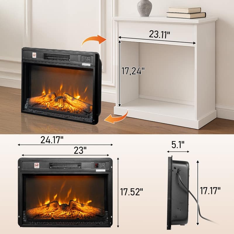 1400W Wall Recessed Fireplace Heater with WiFi Function(18inch/23inch/26inch)