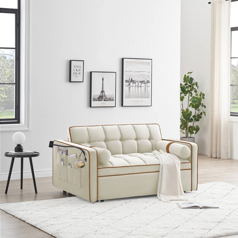 Velvet Convertible Sleeper Sofa Bed