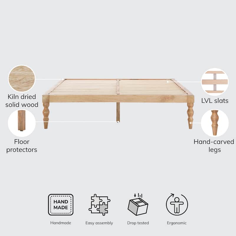 MH London Rhonda Solid Mango Wood Platform Bed