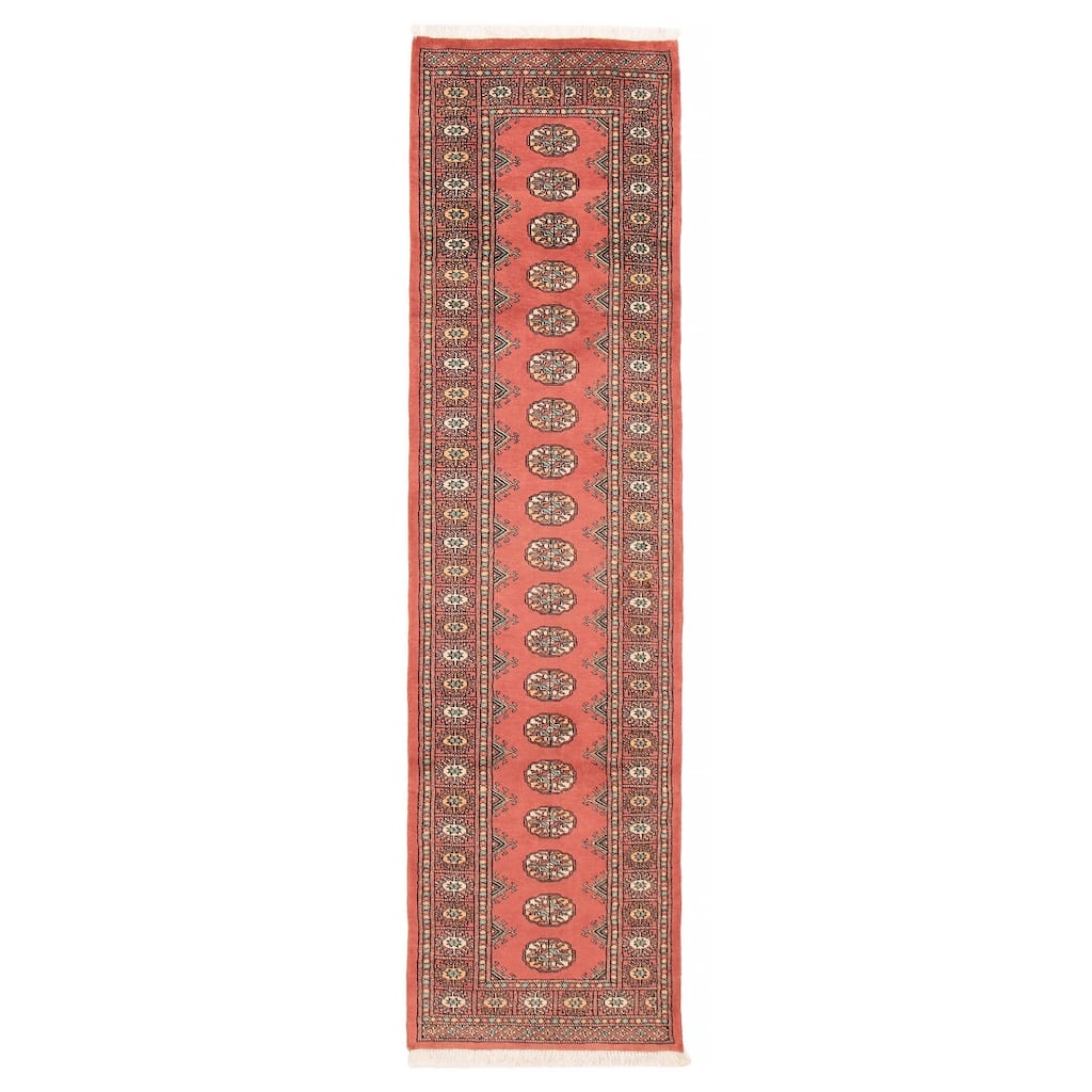 ECARPETGALLERY Hand-knotted Peshawar Bokhara Coral Wool Rug - 2'7 x 10'0