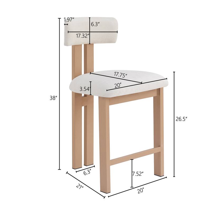 Roomfitters Stylish Round Counter Stools with Upholstered Seat and Metal Frame, Natural Set of 2
