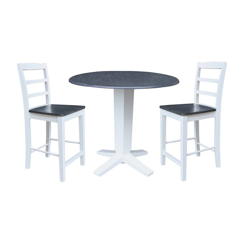 42" Round Drop Leaf Table with Stools - 3-Piece