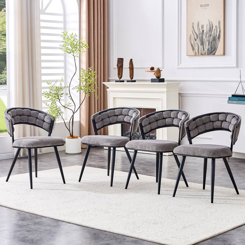 Velvet Upholstered Dining Chairs Set of 2, Accent Chair with Tufted Backrest, Kitchen Side Chairs with Metal Legs
